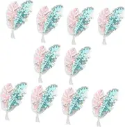 Operitacx 10Pcs Leaf Shaped Sequins Iron Patches for Clothing Bags Hats and Shoes Multi Function Decorative Appliques for DIY Repairs and Embellishments