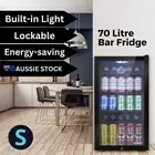 Devanti Bar Fridge Glass Door Mini Freezer Fridges Countertop Refrigerator 70L