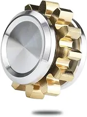 Yakison Brass Gear Linkage Mini Fidget Spinners, Stacking Extendable Metal Fingears Gyro Toys for Adults, Copper Gold Small Haptic Coin R188 Bearing, Autism Sensory ADHD Anxiety Reduce (Silver)