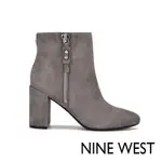 NINE WEST TAKES 9X9 麂皮粗跟高跟踝靴-灰色