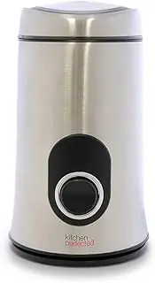 KitchenPerfected 150W 50g Spice & Coffee Grinder/One Touch Operation/Quiet Motor/Stainless Steel Blades/Transparent Lid/Safety Cut-Off/Safety Locking Lid - Brushed Steel - E5602SS