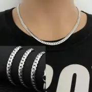 Sterling Silver Cuban Link Chain Bracelet Necklace Fashion Hip Hop Chain Necklac