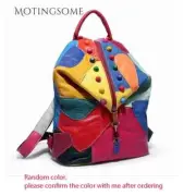 Genuine Leather Backpack for Women Sheepskin Back Pack Colorful Patchwork Shoppe