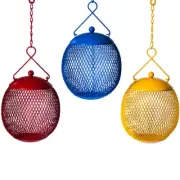 Metal Red, Blue, Yellow Squirrel Resistant Mesh Bird Feeder Set (3-Pack)