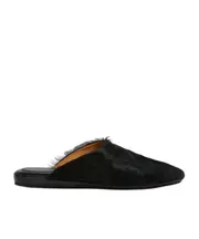 Black long-hair calfskin sabot 46,39,40,41,42,43 black