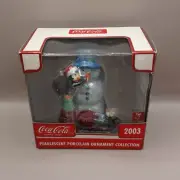 Coca-Cola Pearlescent Porcelain Ornament Collection Penguins Snowman 2003 in Box