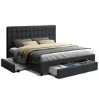 Bed Frame King Size with 4 Drawers Charcoal AVIO Artiss