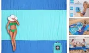 Beach Blanket Sandproof Waterproof, Extra Large 9x10 FT (1～8 person) Blue