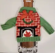 Christmas Knit Wine Bottle Cover Ugly Sweater Fireplace Pullover
