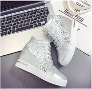 [ZIRIA] Inside High Sneakers Platform Wedges Shoes Hollow Out Breathable Lace-up Small White Shoes