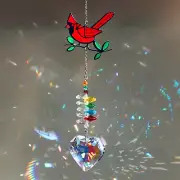 Red Cardinal Suncatcher, Crystal Sun Catchers Indoor Window Hanging Decor Gardin