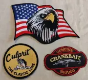 Eagle American Flag Culprit The Classic Lure Crankbait Brand 3 Patch Lot Fishing