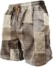 [Generic] and Bathing Suit Shorts Casual Shorts Pocket Drawstring Elastic Waist Graphic Color Block Geometric Pattern Breathable Soft Short Casual Daily Holiday Fashion Streetwear Linen Pants Set Men