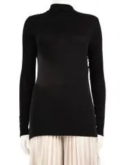 Black Knit Drape Neck Top