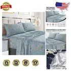 300 Thread Count King Bed Sheet Set - Luxurious Floral Print with Deep Pockets