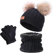 [YC-GREHUN] Winter Children's Hat, Scarf, and Gloves Set - Knitted Warm Neck Protector for Toddler Boys and Girls 1-5 Years Old