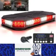 Red/White Magnetic Rooftop Strobe Beacon Light With Controller Warning Lamp