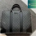 二手精品 GUCCI 古馳 GG SUPREME 帆布 公事包 公文包 單肩包 手提包 男款 474135