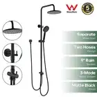 Dual Shower Heads Set Black 9" Rain Shower Round and 3-Mode Hand Held Shower