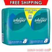 Whisper Wings Heavy Flow & Overnights Sanitary Pads Menstruation Period 32 Pack