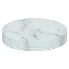 6x Round Glass Placemats 30cm Marble Kitchen Dining Dinner Table Mats Set