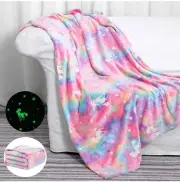 Unicorn Glow in the Dark Blanket, NEW for Girls/Kids, SOFT Blanket