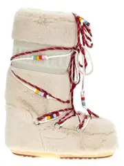 [Moon Boot] Moon Boot-Icon Faux-Fur Beads Stivali E Stivaletti Bianco-Donna 39-41