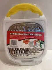 Multi-functional Grater with container White container with Yellow handle
