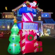 10Ft Santa Clause with Peguins on Christmas Castle w/ Christmas Tree Inflatable