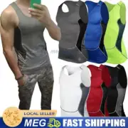 Men Sport Compression Sleeveless Shirts Tank Top Vest Base Layer Tights Singlet