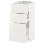 METOD base cabinet with 3 drawers, white Maximera/Veddinge white, 40x37x80 cm