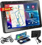 Podofo 2024 Newest Wireless Apple CarPlay Android Auto Portable Car Stereo Screen for Motorcycle,7" IP67 Waterproof Touch Screen Radio with GPS Navigation,Dual Bluetooth,Support Voice Control,USB