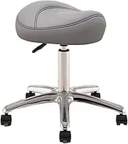 Adjustable Height 36-50 Cm, Dental Hygienist Artists Saddle Rolling Stool, Metal Salon Saddle Seat with 360° Swivel PU Wheel