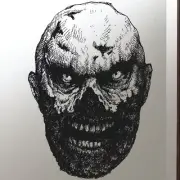 Halloween Zombie Torn Face Walking Dead Mirror Window Static Cling Re-usable