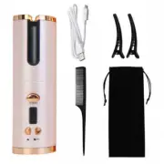 Pink Automatic Hair Curler - USB Rechargeable, Safe and Portable Curling Iron