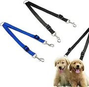 2PCS Adjustable Double Pet Trainer Lead Dual Dog Lead No Tangle Double Dog Distributor Lead Dog Lead Coupler Double Dog Lead Splitter No Tangle 360° Rotation Dog Leash for Walking 2 Small Dogs