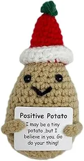 [Shukqueen] Emotional Support Handmade Christmas Hat Potato, Knitting Positive Potato with Words, Funny Motivational Gifts for Women Men, Home Family Room Decor