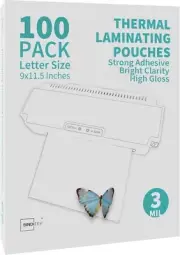 Binditek 100 Pack 3 Mil Thermal Laminating Pouches, 9x11.5 Inches - NEW!