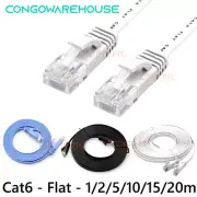 Cat6 RJ45 Flat Ethernet Network Data Patch Cable Copper Lead 1m 5m 10m 15m 20m