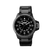 Edwin ESCAPE Men's 3 Hand-Date Watch, Black Stainless Steel Case and Band