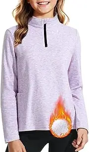 [KEREDA] Girls Pullover Sweatshirts Long Sleeve Shirts Half Zip Fleece Jacket Fall Winter Clothes with Pockerts