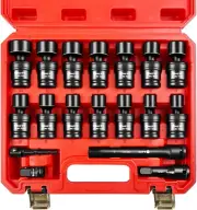 1/2" Drive Shallow Impact Universal Joint Socket Set, 18-Piece Swivel Socket Set