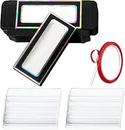 Crtiin 60 Pcs Empty Press on Nails Packaging Box Set 30 Clear Glitter Paper Eyelash Storage Box and 30 Acrylic Nail Display Stand Holder with 1 Red Double Sided Tapes for Salon Home Office