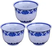 Chinese Handmade Kungfu Tea Cup 80 ml,Bone China Blue and White Tea Cups Set of 3,Ceramic Tea Mugs Without Handles,Best Gift