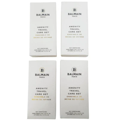 New BALMAIN Paris Amenity Travel Care Set Hand Cream and Lip Balm Pack of 4 sets