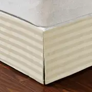 New 500TC 100% Premium Cotton Bed Skirt Bed Valance Striped Pattern (King, Beige
