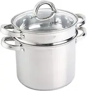 Oster Sangerfield Stainless Steel Cookware 5-Quart Pasta Pot Set w/Steamer, Basket & Lid