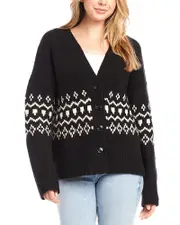 Karen Kane Jacquard Sweater Cardigan