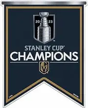 Rico Industries NHL Hockey Vegas Golden Knights 2023 Stanley Cup Champions Shape Cut Pennant - Home and Living Room Décor - Soft Felt EZ to Hang