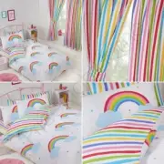 RAINBOW SKY CURTAINS / FITTED SHEET / DUVET COVER SET - JUNIOR SINGLE DOUBLE